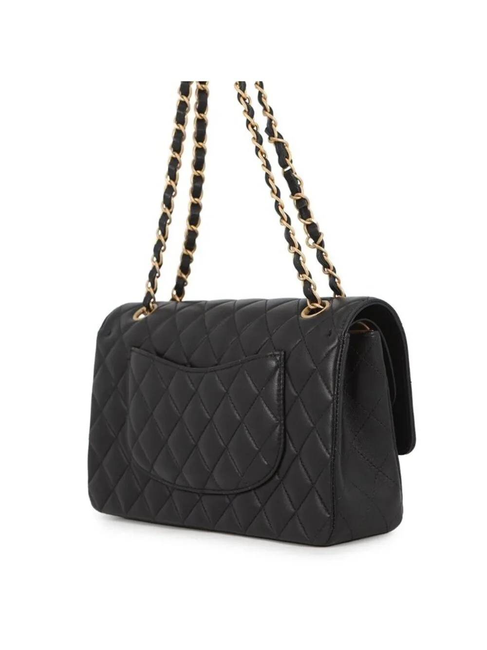 Chanel Chain Shoulder Bag Quilted 25 CC Logo Icon Charm Lambskin Double Black